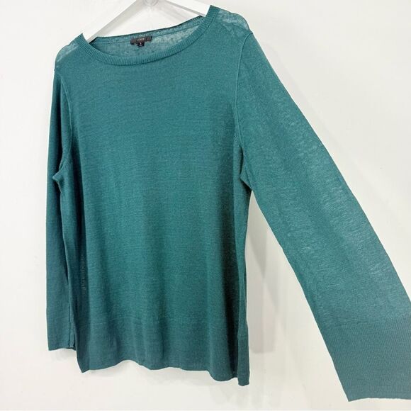J. Crew Green 100% Linen Slouchy Crew Neck Tunic Sweater - Picture 3 of 16